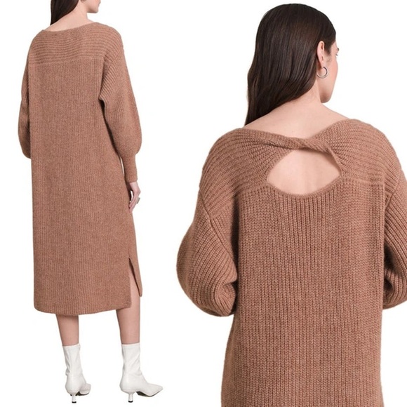 Eleven Six - Beth Baby Alpaca-blend Balloon Sleeve Sweater Dress - Camel - Picture 2 of 12